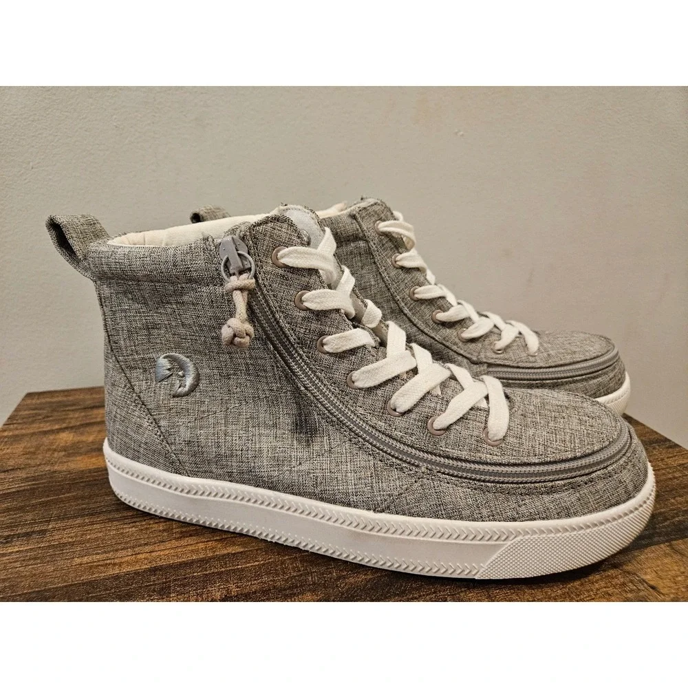Billy Footwear Classic High Top‎ Gray Jersey Adaptive Sneakers Kids 5M US 4M